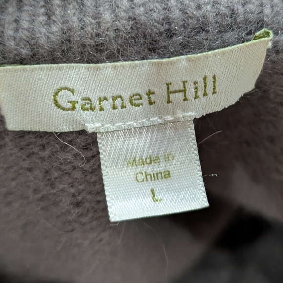 Garnet Hill grey lambs wool angora nylon blend button up long cardigan sweater L - Picture 7 of 8